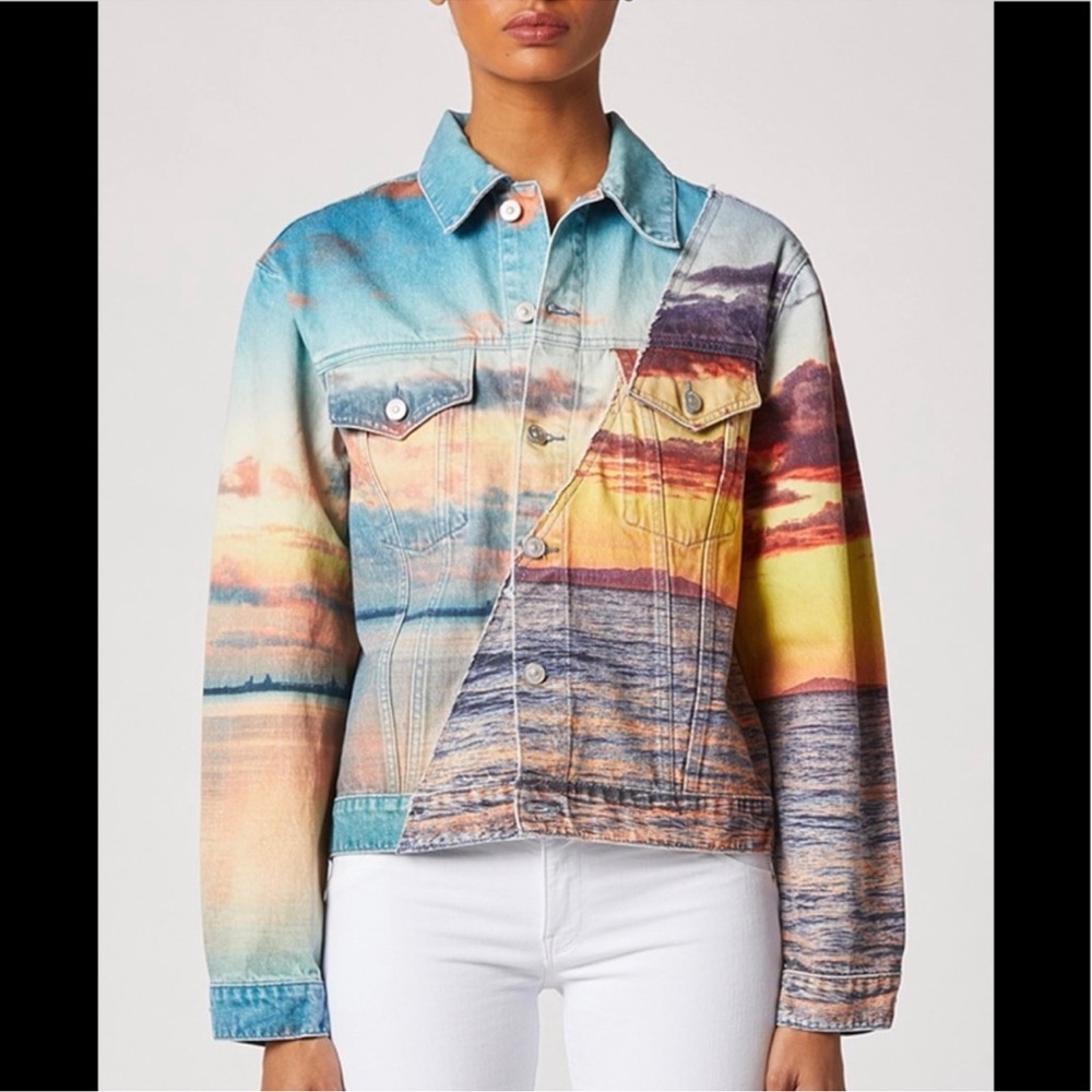 VTG HUDSON Landscape Denim Jacket Fits XS/S